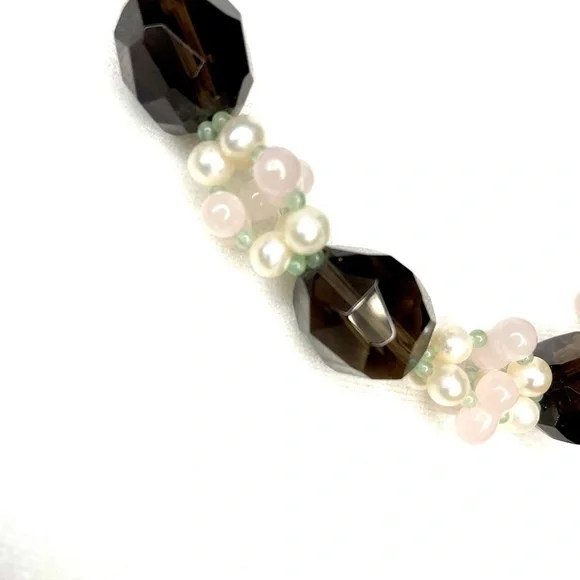 EUC Ross Simons Smoky Quartz Peal and Agate Necklace
